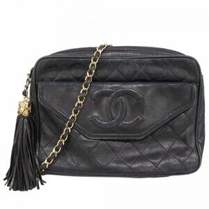 Chanel Matelassé Chain Shoulder Bag, Lambskin, Black, Women's